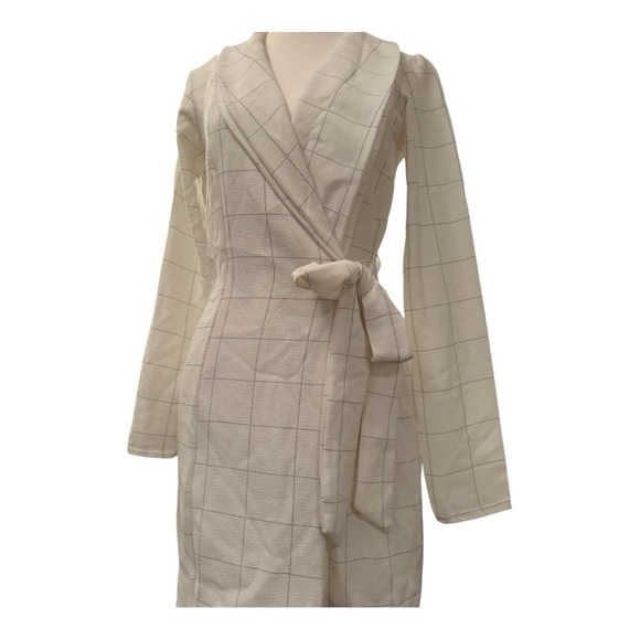 PrettyLittleThing White Check Blazer Dress US 6 - Picture 4 of 10